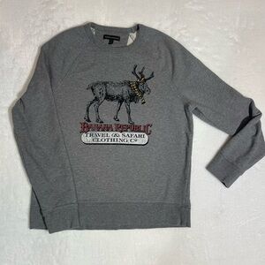 Banana Republic Gray Crewneck Sweater with Reindeer Graphic
